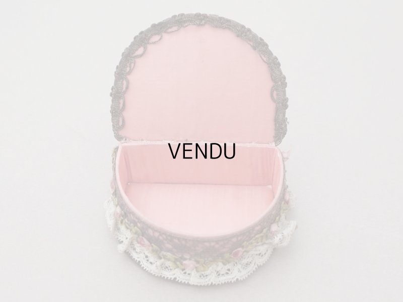 画像7: 【15周年セール対象外】アンティーク ロココトリム&ロココモチーフ シルク製 ボックス オールドローズ