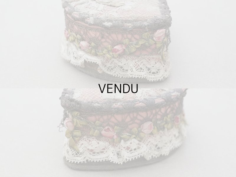 画像6: 【15周年セール対象外】アンティーク ロココトリム&ロココモチーフ シルク製 ボックス オールドローズ