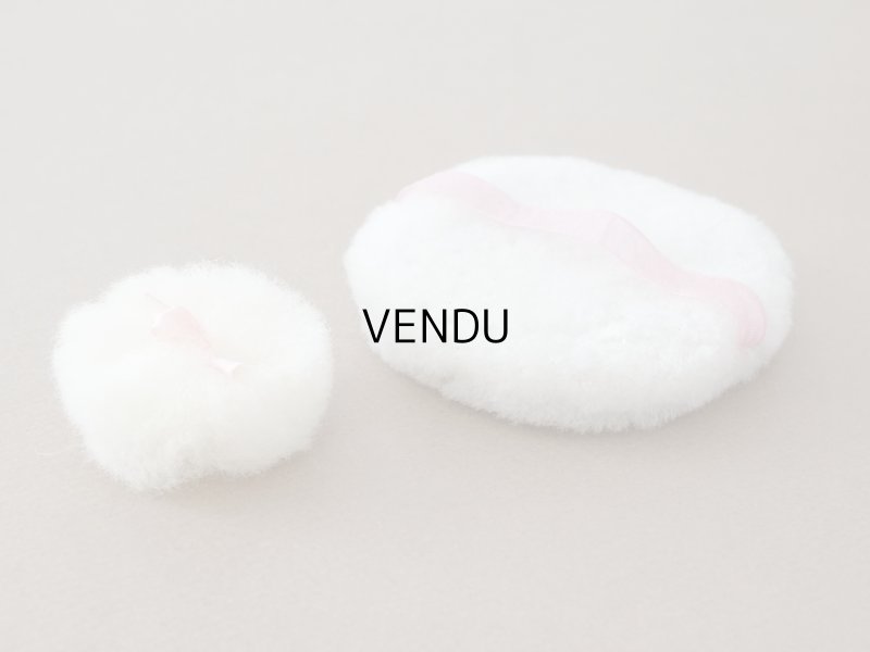 画像2: アンティーク 未使用 パフ 2点セット ピンクのシルクリボン付き