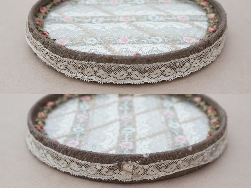 画像7: 【セール対象外】【クーポン対象外】アンティーク トレイ オールドローズ色 薔薇のロココトリム&レースの装飾 小物入れ