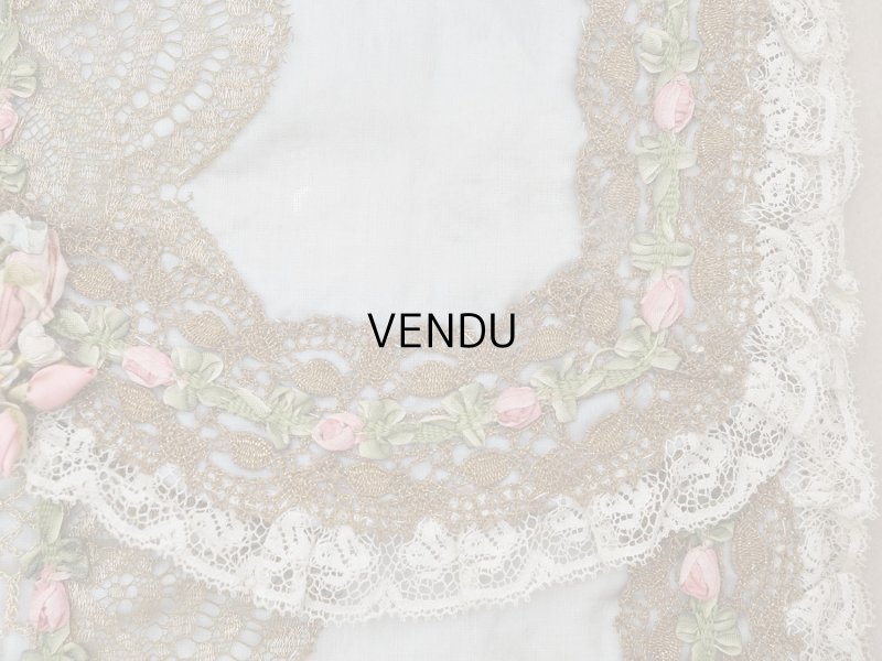 画像13: 【セール対象外】【クーポン対象外】アンティーク シルク製 ポシェット ロココトリム&モチーフ スモーキーブルー ランジェリーケース