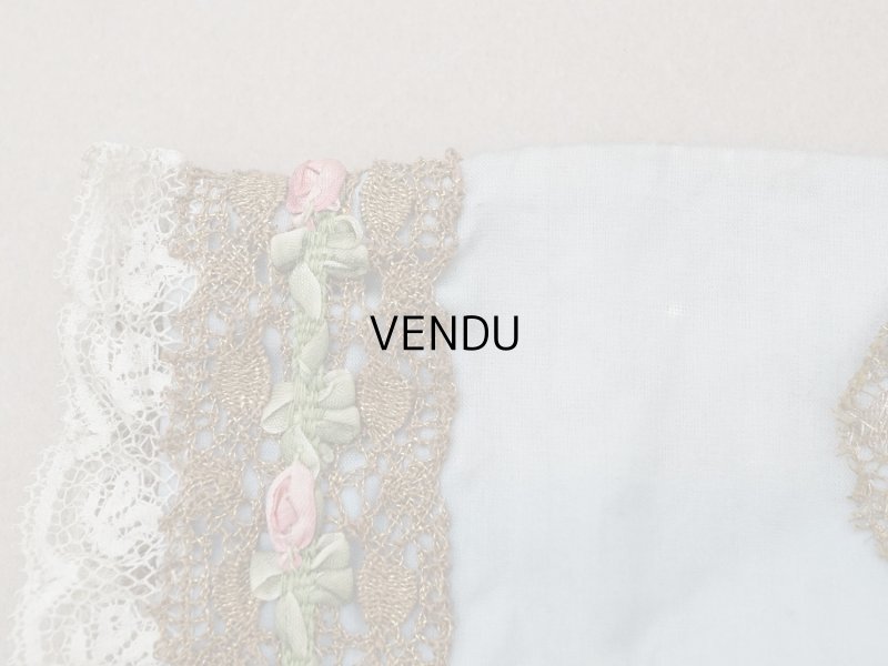 画像12: 【セール対象外】【クーポン対象外】アンティーク シルク製 ポシェット ロココトリム&モチーフ スモーキーブルー ランジェリーケース