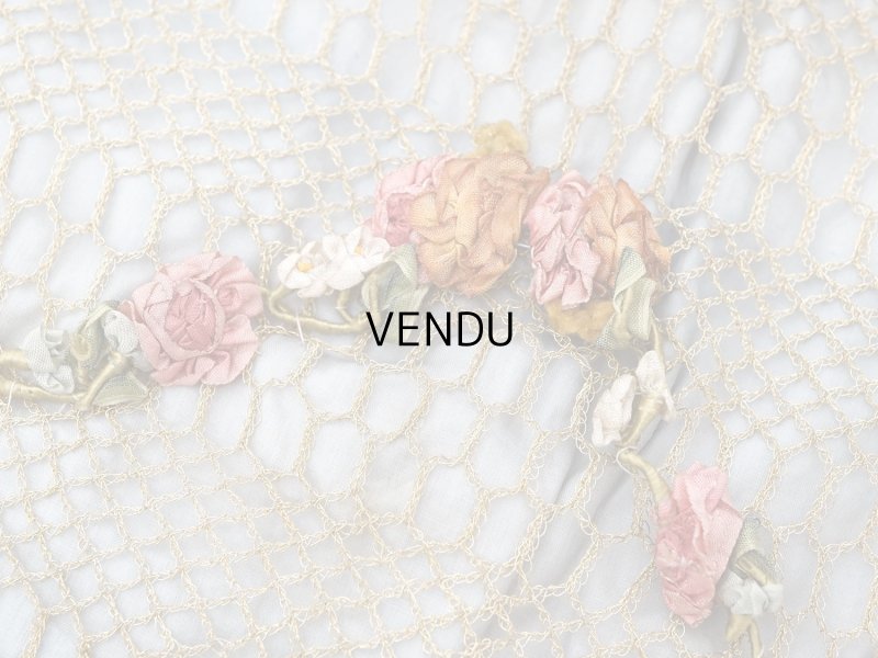 画像7: 【セール対象外】【クーポン対象外】アンティーク シルク製 ポシェット ロココトリム&モチーフ スモーキーブルー ランジェリーケース