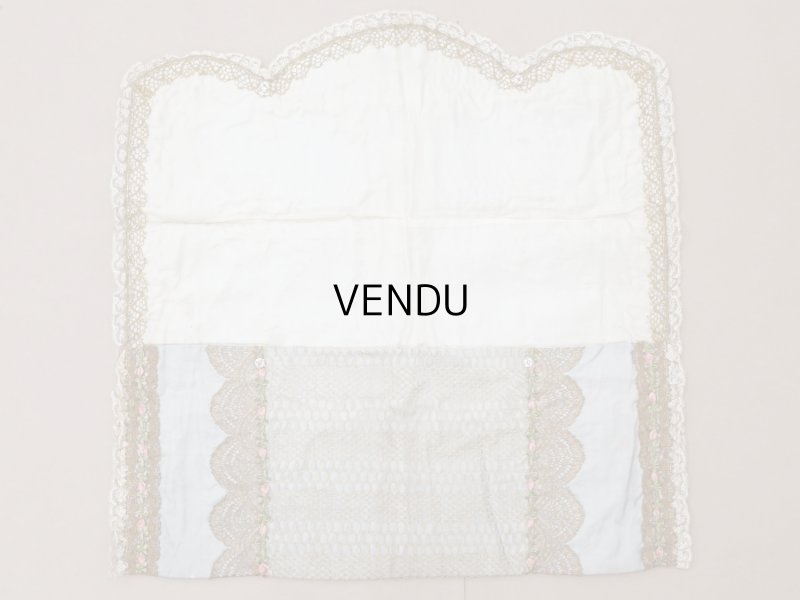 画像3: 【セール対象外】【クーポン対象外】アンティーク シルク製 ポシェット ロココトリム&モチーフ スモーキーブルー ランジェリーケース