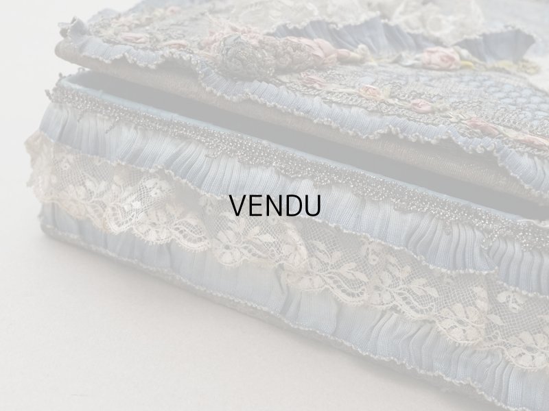 画像17: 【セール対象外】【クーポン対象外】アンティーク シルク製 ロココモチーフ&ロココトリム 大きなカルトナージュボックス 37×24×6.5cm