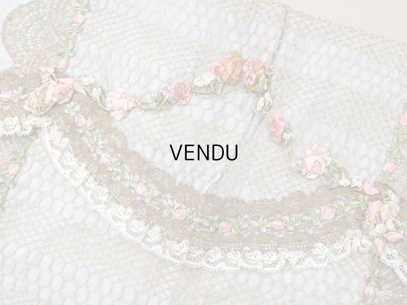 画像6: 【セール対象外】【クーポン対象外】アンティーク シルク製 ポシェット ロココトリム&モチーフ スモーキーブルー ランジェリーケース