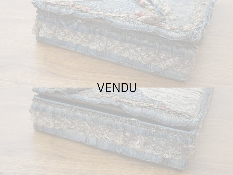 画像16: 【セール対象外】【クーポン対象外】アンティーク シルク製 ロココモチーフ&ロココトリム 大きなカルトナージュボックス 37×24×6.5cm