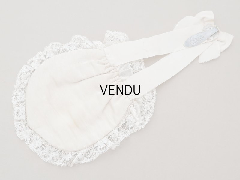 画像8: アンティーク 初聖体のオモニエール 淡いグレイッシュピンク 手刺繍 & レース