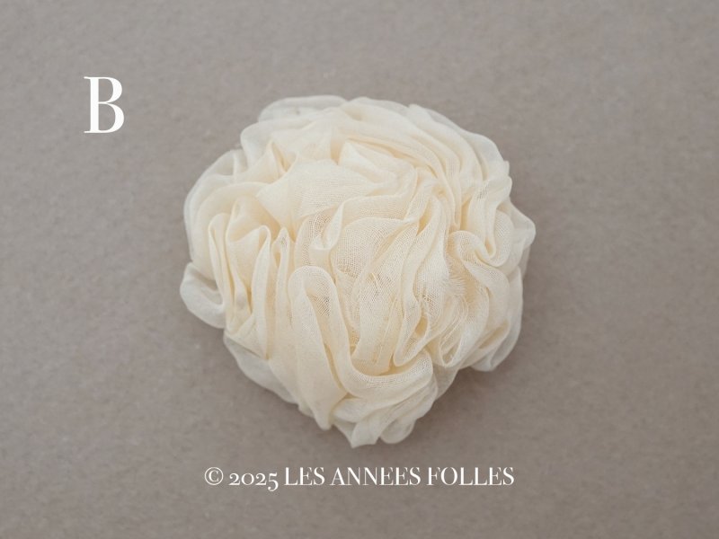 画像6: アンティーク シルクシフォン 薔薇の布花 アイボリー