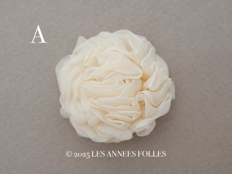 画像4: アンティーク シルクシフォン 薔薇の布花 アイボリー