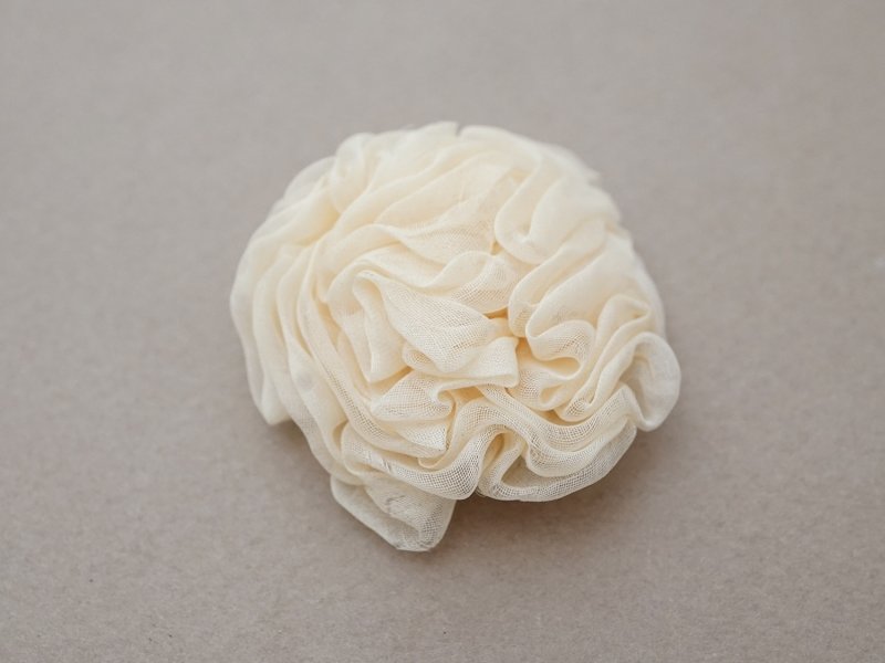 画像7: アンティーク シルクシフォン 薔薇の布花 アイボリー