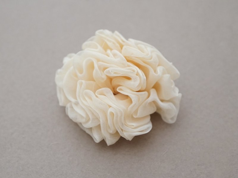 画像9: アンティーク シルクシフォン 薔薇の布花 アイボリー