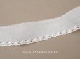 画像1: 19世紀末 アンティーク リーフ刺繍入り スカラップレース オーガンジー 4.5m幅  (1)
