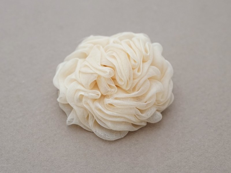 画像5: アンティーク シルクシフォン 薔薇の布花 アイボリー