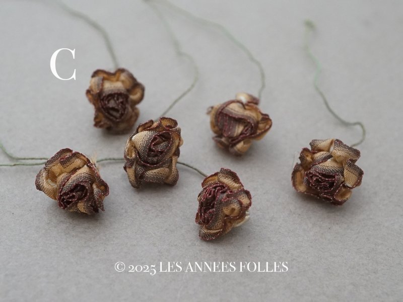 画像7: アンティーク シルク製 ロココモチーフ 6〜7点セット 未使用 ブラウン