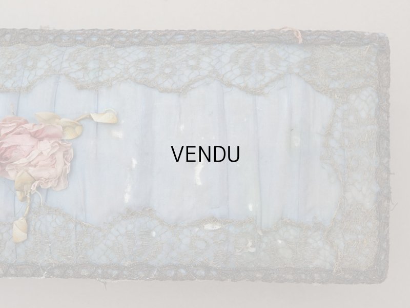 画像4: アンティーク ロココモチーフ付 グローブボックス スモーキーブルー カルトナージュボックス 