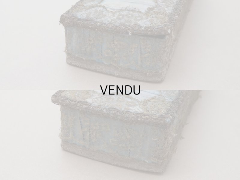 画像7: アンティーク ロココモチーフ付 グローブボックス スモーキーブルー カルトナージュボックス 