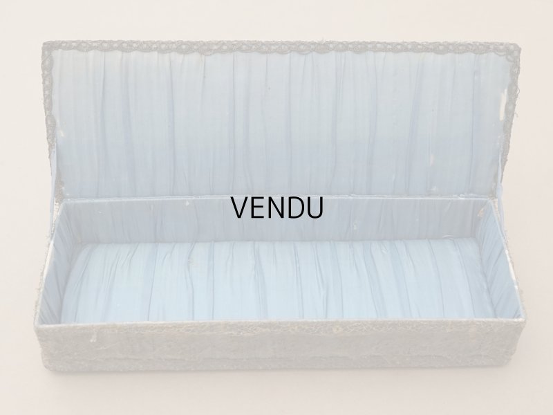 画像8: アンティーク ロココモチーフ付 グローブボックス スモーキーブルー カルトナージュボックス 