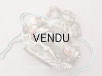 アンティーク ミラー付 舞踏会用 オモニエール 薔薇のロココモチーフ付 サフィレットブルー