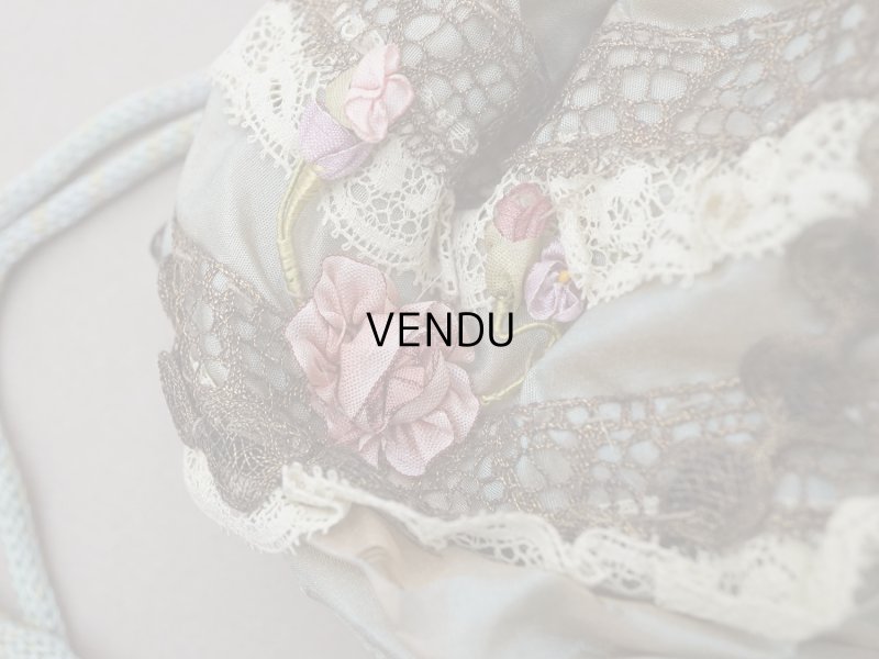 画像9: アンティーク ミラー付 舞踏会用 オモニエール 薔薇のロココモチーフ付 サフィレットブルー