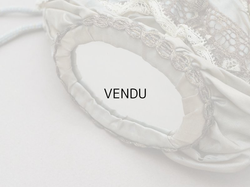 画像11: アンティーク ミラー付 舞踏会用 オモニエール 薔薇のロココモチーフ付 サフィレットブルー