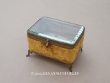 アンティーク ジュエリーボックス シャンパンゴールドのシルククッション＆ベルベット 