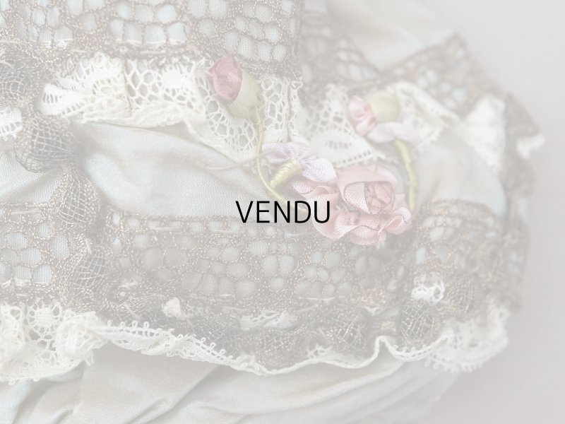 画像6: アンティーク ミラー付 舞踏会用 オモニエール 薔薇のロココモチーフ付 サフィレットブルー