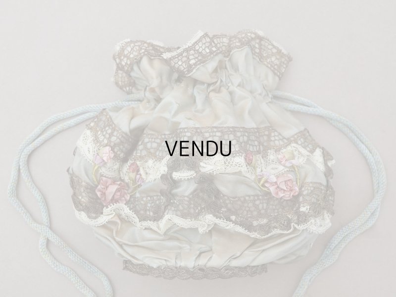 画像7: アンティーク ミラー付 舞踏会用 オモニエール 薔薇のロココモチーフ付 サフィレットブルー