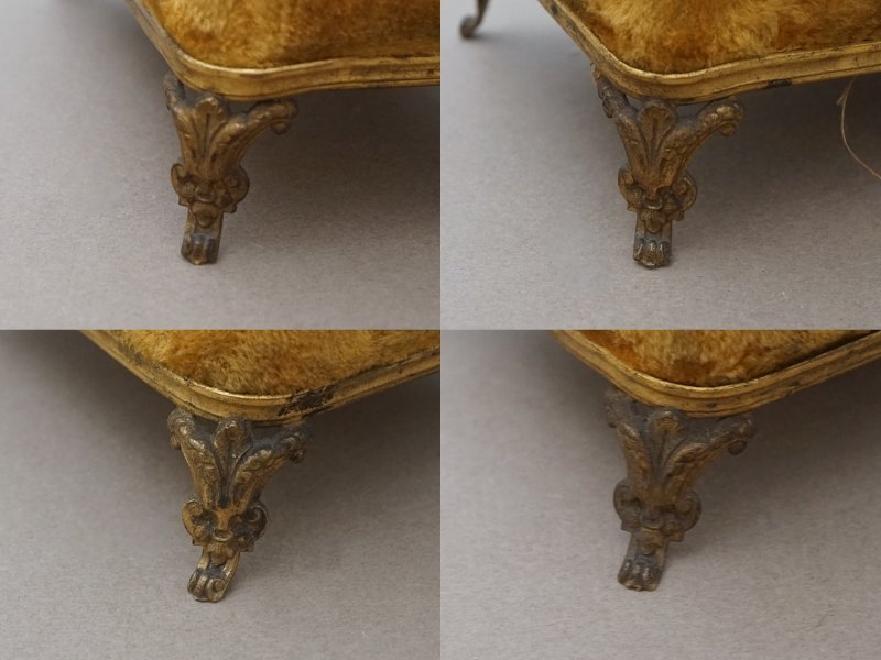 画像10: アンティーク ジュエリーボックス シャンパンゴールドのシルククッション&ベルベット