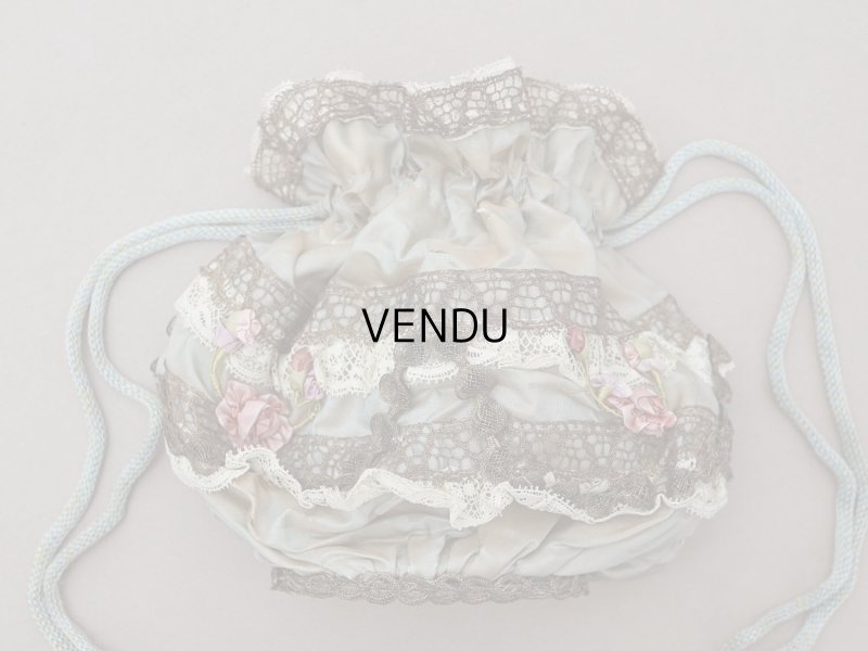 画像3: アンティーク ミラー付 舞踏会用 オモニエール 薔薇のロココモチーフ付 サフィレットブルー