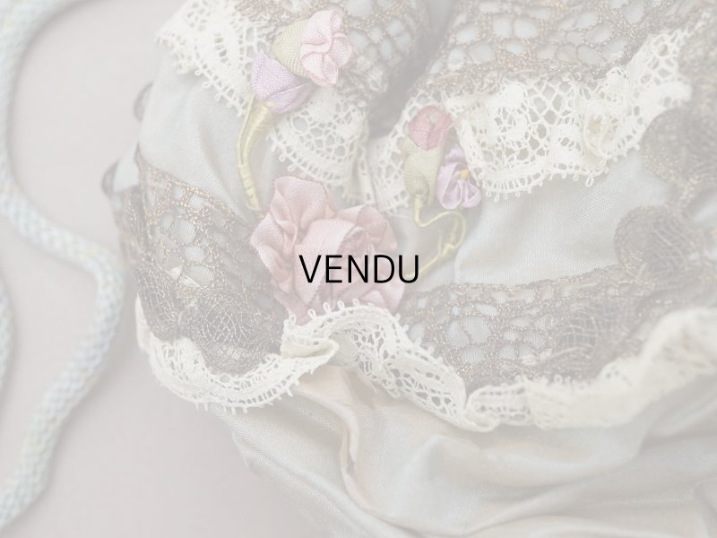 画像5: アンティーク ミラー付 舞踏会用 オモニエール 薔薇のロココモチーフ付 サフィレットブルー