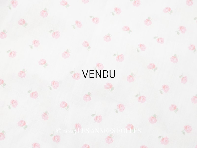 画像1: アンティーク ピンクの薔薇模様 コットン製 エプロン ファブリック 
