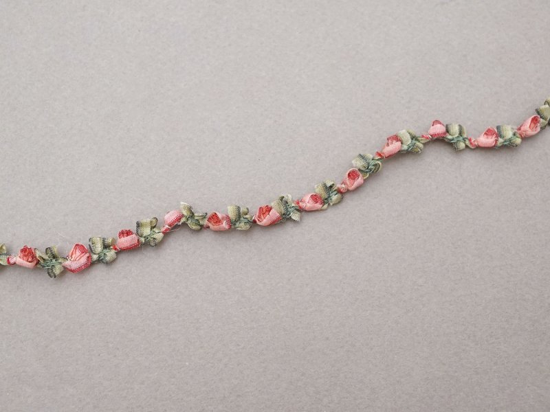 画像4: アンティーク とても小さな薔薇 ロココトリム シルク製 ロココリボン ピンク＆レッド