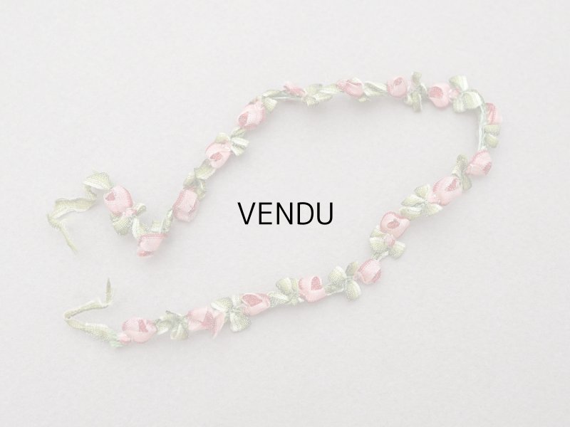 画像3: ＊蚤の市＊アンティーク とても小さな薔薇 ロココトリム シルク製 ロココリボン ピンク＆ダークレッド 23cm