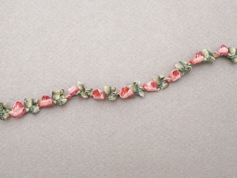 画像3: アンティーク とても小さな薔薇 ロココトリム シルク製 ロココリボン ピンク＆レッド