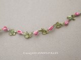 アンティーク とても小さなピンクの薔薇 ロココトリム シルク製 ロココリボン 