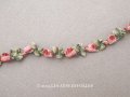 アンティーク とても小さな薔薇 ロココトリム シルク製 ロココリボン ピンク＆レッド