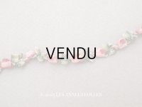 ＊蚤の市＊アンティーク とても小さな薔薇 ロココトリム シルク製 ロココリボン ピンク＆レッド