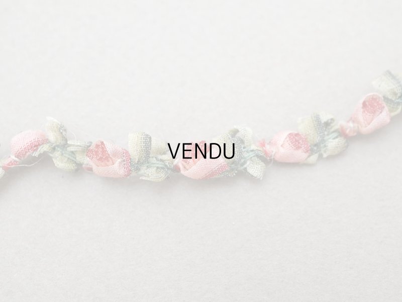画像2: ＊蚤の市＊アンティーク とても小さな薔薇 ロココトリム シルク製 ロココリボン ピンク＆レッド