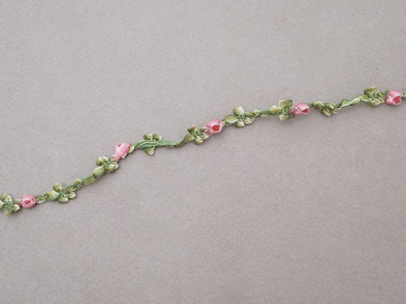 画像3: アンティーク とても小さなピンクの薔薇 ロココトリム シルク製 ロココリボン 