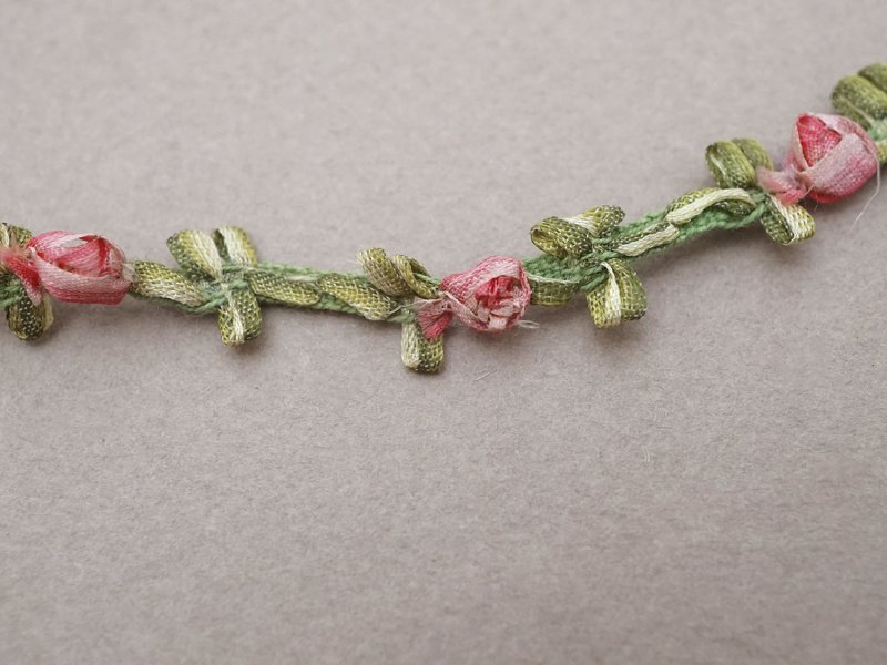 画像3: アンティーク とても小さなピンクの薔薇 ロココトリム シルク製 ロココリボン 28cm
