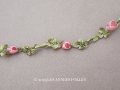 アンティーク とても小さなピンクの薔薇 ロココトリム シルク製 ロココリボン 