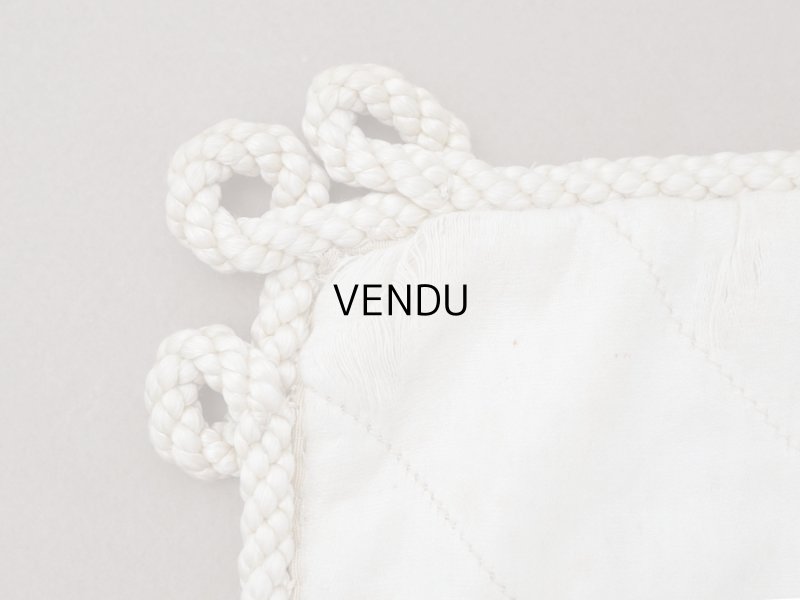 画像13: アンティーク シルク製 花かごのリボン刺繍入り ハンキーケース ハンカチ用ポシェット フラワーバスケット