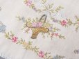 画像7: アンティーク シルク製 花かごのリボン刺繍入り ハンキーケース ハンカチ用ポシェット フラワーバスケット
