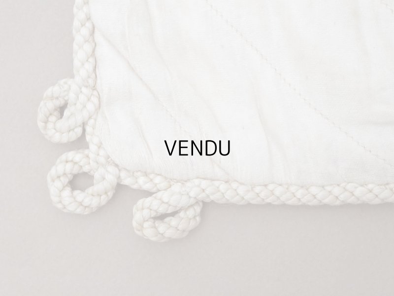 画像14: アンティーク シルク製 花かごのリボン刺繍入り ハンキーケース ハンカチ用ポシェット フラワーバスケット