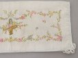 画像6: アンティーク シルク製 花かごのリボン刺繍入り ハンキーケース ハンカチ用ポシェット フラワーバスケット