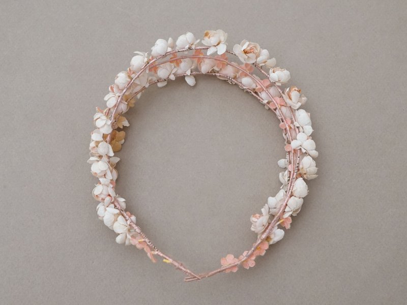 画像4: アンティーク ティアラ パウダーピンクの小さな薔薇&勿忘草 花冠