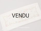 アンティーク シルク製 花かごのリボン刺繍入り ハンキーケース ハンカチ用ポシェット フラワーバスケット