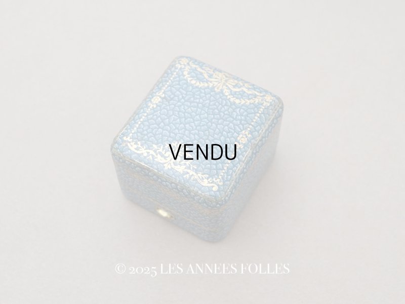 画像1: アンティーク 薔薇とリボンのガーランド リングケース ジュエリーボックス スモーキーブルー
