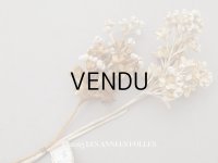 アンティーク ライラックの大きな布花 オフホワイト&ブラウン ラベル付き